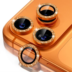 Compatible for iPhone 17 Pro/iPhone 17 Pro Max Camera Lens Protector | 9H Tempered Glass Ultra HD Bling Camera Screen Protector Cover Metal Individual Ring Decoration Accessories, Orange Glitter Compatible for iPhone 17 Pro/iPhone 17 Pro Max Camera Lens Protector | 9H Tempered Glass Ultra HD Bling Camera Screen Protector Cover Metal Individual Ring Decoration Accessories, Orange Glitter