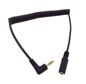3Ft Gold Plated 3.5MM Male to Female AUX Audio Stereo Input 90 Degree Spring Coiled Spiral Extension Cable Black (TRS 3.5M/F) 3Ft Gold Plated 3.5MM Male to Female AUX Audio Stereo Input 90 Degree Spring Coiled Spiral Extension Cable Black (TRS 3.5M/F)