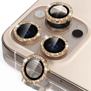 Compatible for iPhone 16 Pro/iPhone 16 Pro Max Camera Lens Protector | 9H Tempered Glass Ultra HD Bling Camera Screen Protector Cover Metal Individual Ring Decoration Accessories, Gold Glitter Compatible for iPhone 16 Pro/iPhone 16 Pro Max Camera Lens Protector | 9H Tempered Glass Ultra HD Bling Camera Screen Protector Cover Metal Individual Ring Decoration Accessories, Gold Glitter