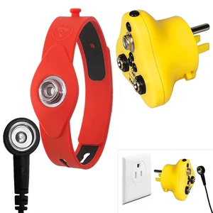 2 in 1, Anti-Allergic ESD Wrist Straps (Red) & Grounding Plug, Easy to Ground by Outlet Socket for Static Control, Anti Static Silicon Bracelet Wristband Earth Bonding Plug for Rubber Mat 2 in 1, Anti-Allergic ESD Wrist Straps (Red) & Grounding Plug, Easy to Ground by Outlet Socket for Static Control, Anti Static Silicon Bracelet Wristband Earth Bonding Plug for Rubber Mat
