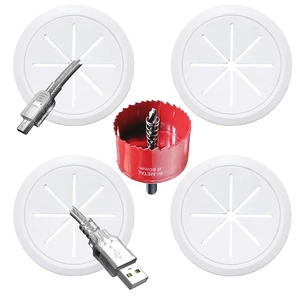 4 Pack TV Cord Hider for Wall Mounted TV, 2-3/8"(60mm Hole) Wire Hider in Wall Cable Management Kit, Includes 4 Pass Throughs and 1 Hole Saw Drill Attachment Easy to Install 4 Pack TV Cord Hider for Wall Mounted TV, 2-3/8"(60mm Hole) Wire Hider in Wall Cable Management Kit, Includes 4 Pass Throughs and 1 Hole Saw Drill Attachment Easy to Install