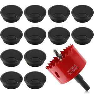 2-3/8 Inch(60mm) Desk Grommet,13 Pieces Wire Grommet, Desk Hole Cover for Cables with Hole Saw,Plastic Cable Cord Wire Hole Cover for Desk, Table,Cabinet,Countertop and Other Furniture(Black) 2-3/8 Inch(60mm) Desk Grommet,13 Pieces Wire Grommet, Desk Hole Cover for Cables with Hole Saw,Plastic Cable Cord Wire Hole Cover for Desk, Table,Cabinet,Countertop and Other Furniture(Black)