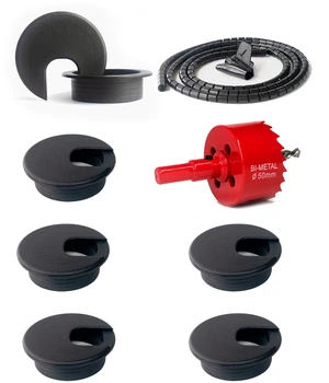 6 Pack Desk Grommet 2 Inch (50 mm) Bi-Metal Hole Saw Kit | with Cord Wrap Coiled Tube Management,2 m Cable Sleeve Organizer with Table Hole Cover 6 Pack Desk Grommet 2 Inch (50 mm) Bi-Metal Hole Saw Kit | with Cord Wrap Coiled Tube Management,2 m Cable Sleeve Organizer with Table Hole Cover