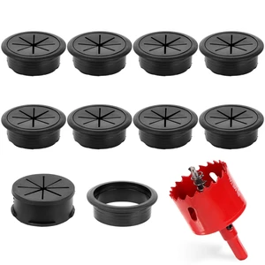 8 Pcs Black Desk Grommet, 2 Inch Desk Hole Cover for Cables, Grommet Cover with Hole Saw for Table Cables Wire Home Office 8 Pcs Black Desk Grommet, 2 Inch Desk Hole Cover for Cables, Grommet Cover with Hole Saw for Table Cables Wire Home Office