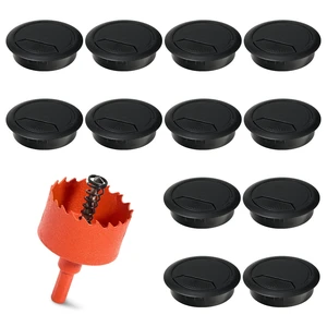 12 Pcs Desk Grommet 2 inch(50mm), Desk Hole Grommet, Cable Grommet, Desk Hole Cover, Desk Cord Hole Cover, Desk Cable Hole Cover with Hole Saw, Desk Wire Hole Insert, Furniture Hole Cover(Black) 12 Pcs Desk Grommet 2 inch(50mm), Desk Hole Grommet, Cable Grommet, Desk Hole Cover, Desk Cord Hole Cover, Desk Cable Hole Cover with Hole Saw, Desk Wire Hole Insert, Furniture Hole Cover(Black)