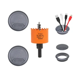 Desk Grommet 2 inch with Hole Saw, 2PCS, Black | Desk Hole Cover & Insert, for Cable Cord Wire Desk Grommet 2 inch with Hole Saw, 2PCS, Black | Desk Hole Cover & Insert, for Cable Cord Wire