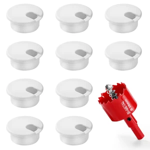 Desk Grommet 1.5 Inch (38 mm) 10 Pieces, Desk Hole Cover for Cables White, ABS Plastic Grommet Hole Cover with Hole Saw for Wires Cables Through The Countertop by XIOGZAXI Desk Grommet 1.5 Inch (38 mm) 10 Pieces, Desk Hole Cover for Cables White, ABS Plastic Grommet Hole Cover with Hole Saw for Wires Cables Through The Countertop by XIOGZAXI
