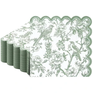 100-Pack Sage Green Scalloped Wedding Napkins, 5 x 5 Inch | Disposable Dessert Cocktail Napkin, Vintage Chinoiserie Napkin for Decoupage,Baby Shower,Birthday 100-Pack Sage Green Scalloped Wedding Napkins, 5 x 5 Inch | Disposable Dessert Cocktail Napkin, Vintage Chinoiserie Napkin for Decoupage,Baby Shower,Birthday
