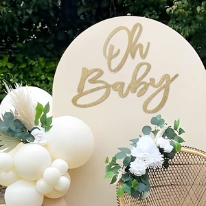 'Oh Baby' Sign for Backdrop - Felt Champagne Gold Baby Shower Banner Boy Girl Decorations Gender Reveal 1st Birthday Party Photography Background 'Oh Baby' Sign for Backdrop - Felt Champagne Gold Baby Shower Banner Boy Girl Decorations Gender Reveal 1st Birthday Party Photography Background