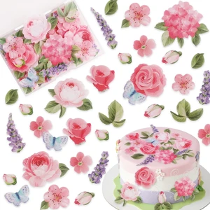 100pcs Edible Flower Cupcake Toppers Pink Flowers Butterfly Cake Topper Leaves Flower Cake Decorations for Wedding Baby Shower Birthday Party Supplies 100pcs Edible Flower Cupcake Toppers Pink Flowers Butterfly Cake Topper Leaves Flower Cake Decorations for Wedding Baby Shower Birthday Party Supplies