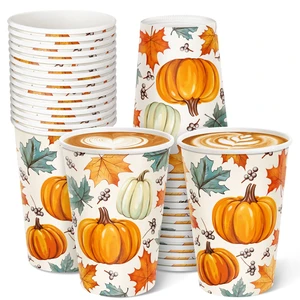 Thanksgiving Disposable Paper Cups 30 Pack, Pumpkin Maple Leaves Paper Cups, Fall Drinking Cups for Hot and Cold Beverages 12 Ounce, Thanksgiving Dinner Autumn Fall Party Supplies Thanksgiving Disposable Paper Cups 30 Pack, Pumpkin Maple Leaves Paper Cups, Fall Drinking Cups for Hot and Cold Beverages 12 Ounce, Thanksgiving Dinner Autumn Fall Party Supplies