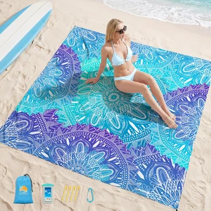 Beach Blanket Waterproof Sandproof 78''X81'' Oversized Mat | 100% polyester lightweight mat; machine washable; compact case included; for 1-5 adults outdoor picnic travel camping hiking Beach Blanket Waterproof Sandproof 78''X81'' Oversized Mat | 100% polyester lightweight mat; machine washable; compact case included; for 1-5 adults outdoor picnic travel camping hiking