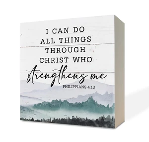 Christian Wood Signs, Bible Verse Philippians 4:13 - I Can Do All Things Through Christ Who Strengthens Me, Box Sign Decor Tabletop, Inspirational Home Desk Decor, Motivational Gift for Friends Family Christian Wood Signs, Bible Verse Philippians 4:13 - I Can Do All Things Through Christ Who Strengthens Me, Box Sign Decor Tabletop, Inspirational Home Desk Decor, Motivational Gift for Friends Family