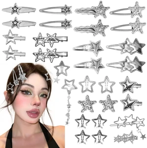 Y2K Silver Star Hair Clips, 30 Pcs Multi Shape Barrettes for Women Girls | 16 assorted star shapes, non-slip metal hairpins, classic 2000s Y2K aesthetic, kawaii hair clips for daily & party hairstyles Y2K Silver Star Hair Clips, 30 Pcs Multi Shape Barrettes for Women Girls | 16 assorted star shapes, non-slip metal hairpins, classic 2000s Y2K aesthetic, kawaii hair clips for daily & party hairstyles