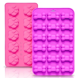 Reusable Silicone Molds with Puppy Dog Paw and Bone Shaped, Flexible & Non-Stick Ice Cube Tray, Candy and Chocolate Making Mold for Homemade Baking Dog Treats, Jelly, Biscuit & Cupcake (2 Pack) Reusable Silicone Molds with Puppy Dog Paw and Bone Shaped, Flexible & Non-Stick Ice Cube Tray, Candy and Chocolate Making Mold for Homemade Baking Dog Treats, Jelly, Biscuit & Cupcake (2 Pack)