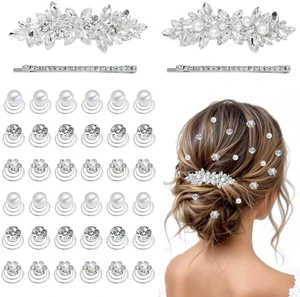 40 Pieces Rhinesetones Hair Clips, Include 4 Piece Crystal Hair Pins and 36 Pieces Spiral Hair Gems, Swirl Diamond Pearl Hairpins Flower Sparkling Hair Accessories for Wedding,brides, Party, Prom 40 Pieces Rhinesetones Hair Clips, Include 4 Piece Crystal Hair Pins and 36 Pieces Spiral Hair Gems, Swirl Diamond Pearl Hairpins Flower Sparkling Hair Accessories for Wedding,brides, Party, Prom