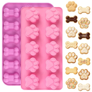 Silicone Dog Treat Molds, 2 Pack Reusable Silicone Molds with Puppy Dog Paw and Bone Shaped Candy Chocolate Making Mold for Handmade Baking Dog Treats Jelly Biscuit Ice Cube Cake Cupcake Decorations Silicone Dog Treat Molds, 2 Pack Reusable Silicone Molds with Puppy Dog Paw and Bone Shaped Candy Chocolate Making Mold for Handmade Baking Dog Treats Jelly Biscuit Ice Cube Cake Cupcake Decorations