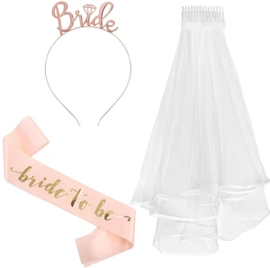 Bride To Be Veil Sash Set,Rose Gold Sash with Headband for Bridal Shower Bachelorette Party Wedding Engagement Party Accessories Bride To Be Veil Sash Set,Rose Gold Sash with Headband for Bridal Shower Bachelorette Party Wedding Engagement Party Accessories