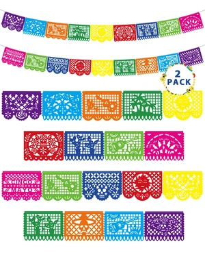 36 FT Cinco De Mayo Decorations, 2 Pack Mexican Party Banner, Plastic Fiesta Banner Colorful Papel Picado Hanging Banner String Flags Mexican Theme Party Dia De Los Muertos Day of the Dead Decor 36 FT Cinco De Mayo Decorations, 2 Pack Mexican Party Banner, Plastic Fiesta Banner Colorful Papel Picado Hanging Banner String Flags Mexican Theme Party Dia De Los Muertos Day of the Dead Decor