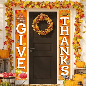 GIVE THANKS Hanging Banner Porch Sign Autumn Pumpkin Maple Leaf Backdrop Flag Fall Harvest Welcome Banner For Indoor Outdoor Wall Door Decoration Thanksgiving Party Decorations 72"x12" GIVE THANKS Hanging Banner Porch Sign Autumn Pumpkin Maple Leaf Backdrop Flag Fall Harvest Welcome Banner For Indoor Outdoor Wall Door Decoration Thanksgiving Party Decorations 72"x12"