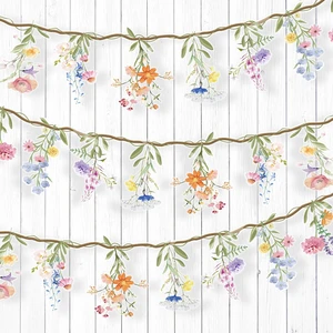 2 PCS Wildflower Garland Banner Floral Decoration | Enchanted Garden Theme, Bloom Baby Shower, Fairy Tale Tea Party, Woodland Cottagecore Wedding, Birthday, Bridal Shower 2 PCS Wildflower Garland Banner Floral Decoration | Enchanted Garden Theme, Bloom Baby Shower, Fairy Tale Tea Party, Woodland Cottagecore Wedding, Birthday, Bridal Shower