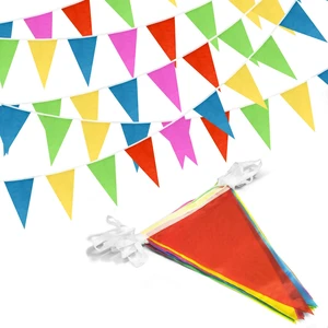 100 Feet Pennant Banner - 75 Multicolor Bunting Flags (7x11 Inches) - Birthday Party Grand Opening Christmas Decorations 100 Feet Pennant Banner - 75 Multicolor Bunting Flags (7x11 Inches) - Birthday Party Grand Opening Christmas Decorations