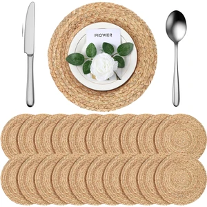 Foldtier 20 Pcs Round Woven Placemats Bulk Plate Chargers Set 11.8 Inch | Natural Water Hyacinth Placemats, Rustic Braided Straw for Wedding Party, Charger Plates Farmhouse Table Decor, Woven Style Foldtier 20 Pcs Round Woven Placemats Bulk Plate Chargers Set 11.8 Inch | Natural Water Hyacinth Placemats, Rustic Braided Straw for Wedding Party, Charger Plates Farmhouse Table Decor, Woven Style