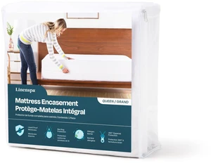 Linenspa Encasement Waterproof Mattress Protector Zippered 360°, King Linenspa Encasement Waterproof Mattress Protector Zippered 360°, King