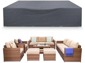 AKEfit Patio Furniture Covers,500D Heavy Duty Waterproof for Outdoor Square and Retangle Patio Table and Chair Covers,Grey-110"L x 84"W x 28"H AKEfit Patio Furniture Covers,500D Heavy Duty Waterproof for Outdoor Square and Retangle Patio Table and Chair Covers,Grey-110"L x 84"W x 28"H