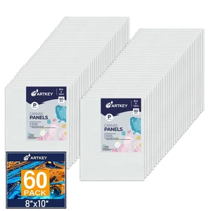 Canvas Panels 8x10 Inch 60-Pack, 10 oz Primed 100% Cotton White Blank Small Canvases for Painting, Flat Canvas Board for Oil Acrylics Watercolor & Tempera Paints Canvas Panels 8x10 Inch 60-Pack, 10 oz Primed 100% Cotton White Blank Small Canvases for Painting, Flat Canvas Board for Oil Acrylics Watercolor & Tempera Paints
