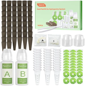 Owltron 165 Pcs Hydroponic Seed Pods Kits, Grow Anything Kit Pod for Indoor Herb Garden with 50 Sponges, 4 A&B Nutrient Plant Food, 30 Baskets, 50 Stickers, 30 Germination Domes, 1 Tweezer Owltron 165 Pcs Hydroponic Seed Pods Kits, Grow Anything Kit Pod for Indoor Herb Garden with 50 Sponges, 4 A&B Nutrient Plant Food, 30 Baskets, 50 Stickers, 30 Germination Domes, 1 Tweezer