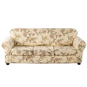 Lamberia Printed Sofa Cover for 3 Cushion Couch High Stretch Sofa Slipcovers 4 Piece Sofa Slipcover with Three Separate Cushion Covers Elastic Bottom Floral Pattern (Blooming Flower, Sofa) Lamberia Printed Sofa Cover for 3 Cushion Couch High Stretch Sofa Slipcovers 4 Piece Sofa Slipcover with Three Separate Cushion Covers Elastic Bottom Floral Pattern (Blooming Flower, Sofa)