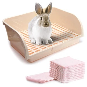 CalPalmy X-Large Rabbit Litter Box with 10PCS Bonus Pads, Drawer, Corner Toilet Box 17.3" x 13" and Bigger Pet Pan for Adult Guinea Pigs, Chinchilla, Ferret, Galesaur, Small Animals CalPalmy X-Large Rabbit Litter Box with 10PCS Bonus Pads, Drawer, Corner Toilet Box 17.3" x 13" and Bigger Pet Pan for Adult Guinea Pigs, Chinchilla, Ferret, Galesaur, Small Animals