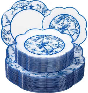 60 Pcs Blue Floral Plastic Disposable Plates Set for Party Wedding | Bule Floral Dinnerware Set for Tea Party - 10.25" Dinner & 7.5" Dessert Plate 30 Guests 60 Pcs Blue Floral Plastic Disposable Plates Set for Party Wedding | Bule Floral Dinnerware Set for Tea Party - 10.25" Dinner & 7.5" Dessert Plate 30 Guests