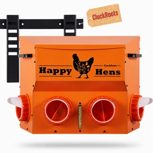 CluckRoots Wall Mount Chicken Feeder 16-18 Lb Metal Hanging Feeder No Waste | Space-Saving Automatic Feeder - Adjustable Height Bracket 4 Ports Anti Spill, Chicken Coop Accessories for Small Flock CluckRoots Wall Mount Chicken Feeder 16-18 Lb Metal Hanging Feeder No Waste | Space-Saving Automatic Feeder - Adjustable Height Bracket 4 Ports Anti Spill, Chicken Coop Accessories for Small Flock