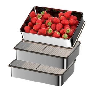 Hommiya Stainless Steel Food Storage Containers, Silver 3-Piece Set, 140 oz | XL Family Size (Holds 4+ Meal Portions), Press-to-Seal Airtight Lids, Oven Safe 304 Metal Pans (Lids Off), Leakproof Hommiya Stainless Steel Food Storage Containers, Silver 3-Piece Set, 140 oz | XL Family Size (Holds 4+ Meal Portions), Press-to-Seal Airtight Lids, Oven Safe 304 Metal Pans (Lids Off), Leakproof