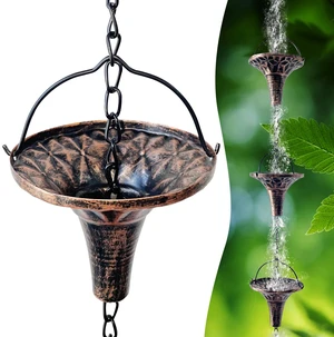 CBAXEAXM 8.7FT Bronze Rain Chain 12 Bell Cups Gutter Downspout Replacement | Bronze Finish, Replaces Gutter Downspouts, Fits Eaves Drainage, Decorative Outdoor Garden Yard Art CBAXEAXM 8.7FT Bronze Rain Chain 12 Bell Cups Gutter Downspout Replacement | Bronze Finish, Replaces Gutter Downspouts, Fits Eaves Drainage, Decorative Outdoor Garden Yard Art