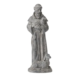 Newman House Studio Vintage St Francis Garden Statue - 15.2 Inch Resin Patron of Animal Figurine Saint Francis Sculpture with Sheep for Garden Decor Newman House Studio Vintage St Francis Garden Statue - 15.2 Inch Resin Patron of Animal Figurine Saint Francis Sculpture with Sheep for Garden Decor