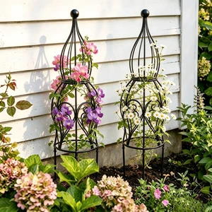 2-Pack Metal Garden Obelisk Trellis, 26.4" Butterfly Rose Plant Support | fits 9-12in planters,metal topiary trellis for roses clematis ivy jasmine, 2-pack patio outdoor plant support 2-Pack Metal Garden Obelisk Trellis, 26.4" Butterfly Rose Plant Support | fits 9-12in planters,metal topiary trellis for roses clematis ivy jasmine, 2-pack patio outdoor plant support