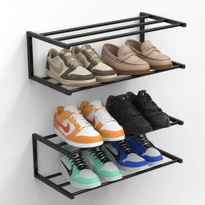 XINWXSS Wall Mounted Shoe Organizer 2 Pack, 25.9 Inch Wall Mounted Shoe Rack Holds 12 Pairs, Space Saving Metal Wall Shoe Rack for Small Space, Entryway XINWXSS Wall Mounted Shoe Organizer 2 Pack, 25.9 Inch Wall Mounted Shoe Rack Holds 12 Pairs, Space Saving Metal Wall Shoe Rack for Small Space, Entryway