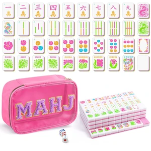 Soulchen Hot Pink Flowers American Mahjong Tiles Accessory | 1.2 in White Melamine Mahjong Tiles, Waterproof PVC Clear Zippered Storage Carrying Bag for Game Mahjong Lover Travel Party Soulchen Hot Pink Flowers American Mahjong Tiles Accessory | 1.2 in White Melamine Mahjong Tiles, Waterproof PVC Clear Zippered Storage Carrying Bag for Game Mahjong Lover Travel Party