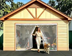 SANJINFON Garage Door Screen 14x8ft White with Magnetic Closure - Garage Net, Heavy-Duty Fiberglass Mesh for 14x8 FT 1 Car Garage, Blocks Bugs & Provides Privacy - Perfect for Patio Workshop Gym Porch SANJINFON Garage Door Screen 14x8ft White with Magnetic Closure - Garage Net, Heavy-Duty Fiberglass Mesh for 14x8 FT 1 Car Garage, Blocks Bugs & Provides Privacy - Perfect for Patio Workshop Gym Porch