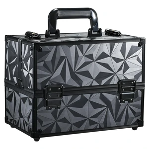 FRENESSA Makeup Train Case Makeup Case 11.8 Inch Large Cosmetic Box Organizer Travel Storage Professional Make Up Train Carrying Case with 6 Trays Locking Hard Vanity Storage Dark Black FRENESSA Makeup Train Case Makeup Case 11.8 Inch Large Cosmetic Box Organizer Travel Storage Professional Make Up Train Carrying Case with 6 Trays Locking Hard Vanity Storage Dark Black