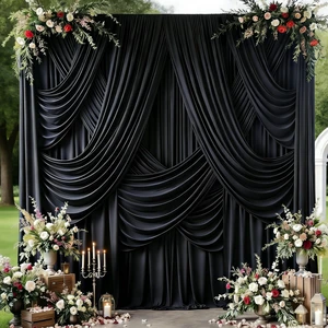 20ftx12ft Black Backdrop Curtain for Parties, Wrinkle Free 4 Panels 12 ft Long Silky Polyester Photo Backdrop Drapes Back Drop Cloth Drapery for Wedding Birthday Graduation Photography Background 20ftx12ft Black Backdrop Curtain for Parties, Wrinkle Free 4 Panels 12 ft Long Silky Polyester Photo Backdrop Drapes Back Drop Cloth Drapery for Wedding Birthday Graduation Photography Background