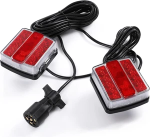 Magnetic LED Trailer Towing Light Kit, 24ft Cable with 7 pin plug, IP68 Waterproof, DOT Approved Magnetic LED Trailer Towing Light Kit, 24ft Cable with 7 pin plug, IP68 Waterproof, DOT Approved