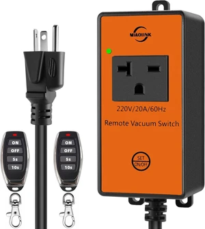 220v Automatic Remote Vacuum Switch Wireless Remote for Dust Collector and Table Saw Tools Starter Outlet Switch, 5S 10S Delay OFF(Battery Included) 220v Automatic Remote Vacuum Switch Wireless Remote for Dust Collector and Table Saw Tools Starter Outlet Switch, 5S 10S Delay OFF(Battery Included)