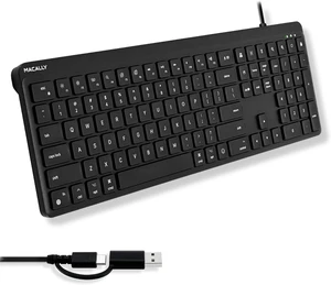 USB C Wired Keyboard for Mac (USB C + USB A) Full Size Keyboard with 22 Shortcuts, Quiet Typing, for MacBook, iMac, MacMini, iPad Black USB C Wired Keyboard for Mac (USB C + USB A) Full Size Keyboard with 22 Shortcuts, Quiet Typing, for MacBook, iMac, MacMini, iPad Black