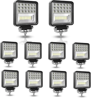LED Tractor Work Light 4 Inch 126W LED Light Pod 12V 24V Square Light Bars Spot Flood Off Road Lights Led Pods Driving Fog Light for Truck Golf Car RV Boat Grain Drill, Mower, Snowplow, 10Pcs LED Tractor Work Light 4 Inch 126W LED Light Pod 12V 24V Square Light Bars Spot Flood Off Road Lights Led Pods Driving Fog Light for Truck Golf Car RV Boat Grain Drill, Mower, Snowplow, 10Pcs