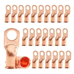 2/0 AWG 3/8" Stud (25 pcs.), Heavy Duty Copper Wire Lugs 00 Gauge Ring Terminal 2/0 Copper Wire Lugs Battery Cable Ends 2/0 AWG 3/8" Stud (25 pcs.), Heavy Duty Copper Wire Lugs 00 Gauge Ring Terminal 2/0 Copper Wire Lugs Battery Cable Ends