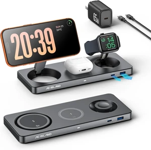 5-in-1 Qi2.2 Wireless Charger for MagSafe, 25W Foldable Magnetic Stand, Travel Charging Station for iPhone 17-12 & Air Series, Watch, AirPods, with 65W GaN Adapter (Gray, for ) 5-in-1 Qi2.2 Wireless Charger for MagSafe, 25W Foldable Magnetic Stand, Travel Charging Station for iPhone 17-12 & Air Series, Watch, AirPods, with 65W GaN Adapter (Gray, for )